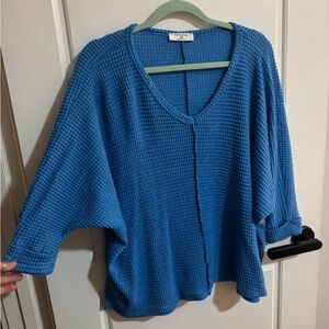 Zenana Outfitters Blue V-Neck Sweater